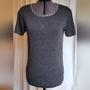 LOFT XXS Petite Embellished Grey Tee